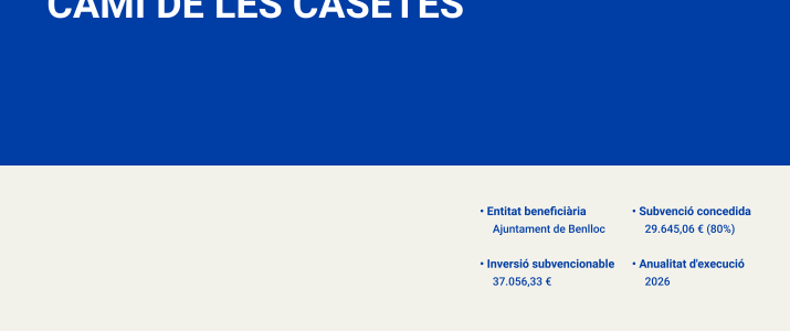 L’Ajuntament de Benlloc condiciona el camí de Les Casetes amb el suport de la Generalitat Valenciana